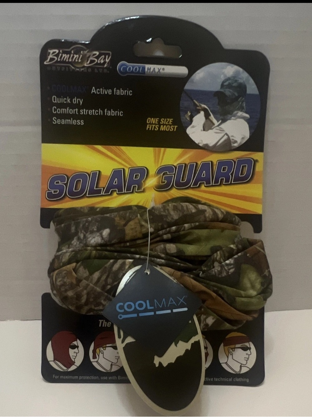 Bimini Bay Camo Solar Guard Face Shield Neck Gaiter Coolmax Fishing Mask UPF